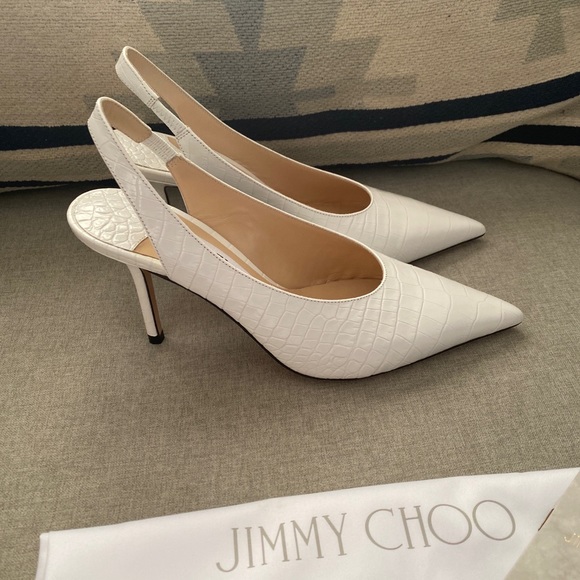 Jimmy Choo Ivy 85 heels latte croc embossed leather Slingback NWT 35.5 - Picture 5 of 14